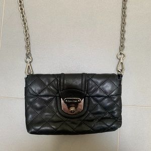 Calvin Klein Black Quilted Leather Crossbody Bag